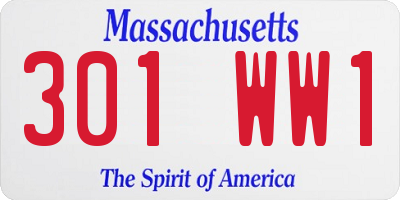 MA license plate 301WW1