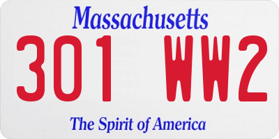 MA license plate 301WW2