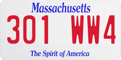 MA license plate 301WW4