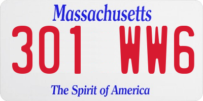 MA license plate 301WW6