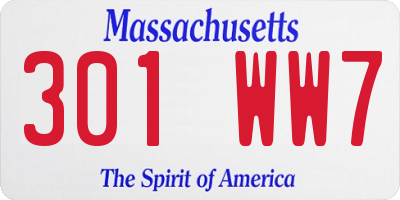 MA license plate 301WW7