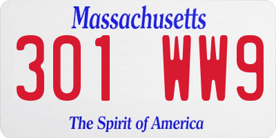MA license plate 301WW9