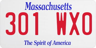 MA license plate 301WX0