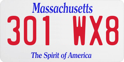 MA license plate 301WX8