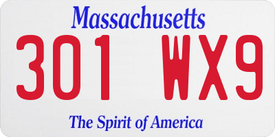 MA license plate 301WX9