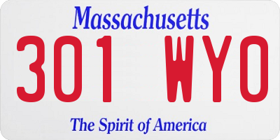 MA license plate 301WY0