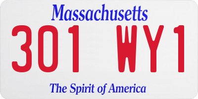 MA license plate 301WY1