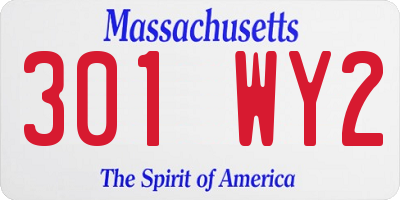 MA license plate 301WY2