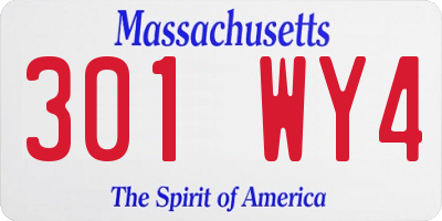 MA license plate 301WY4