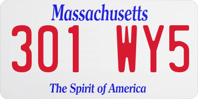 MA license plate 301WY5