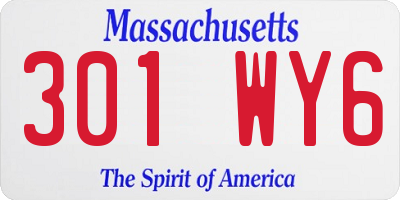 MA license plate 301WY6