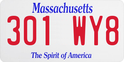 MA license plate 301WY8