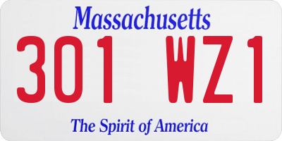 MA license plate 301WZ1