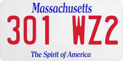 MA license plate 301WZ2