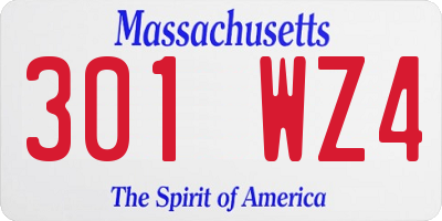 MA license plate 301WZ4