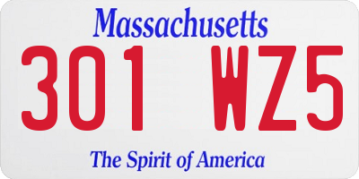 MA license plate 301WZ5