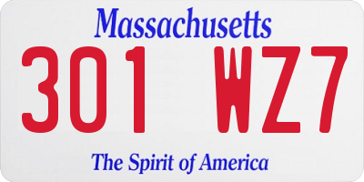MA license plate 301WZ7