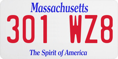 MA license plate 301WZ8
