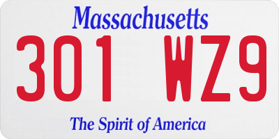 MA license plate 301WZ9