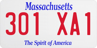 MA license plate 301XA1