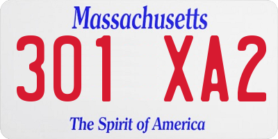 MA license plate 301XA2