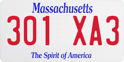 MA license plate 301XA3