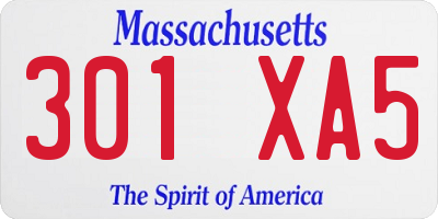 MA license plate 301XA5
