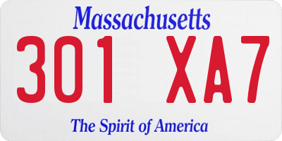 MA license plate 301XA7