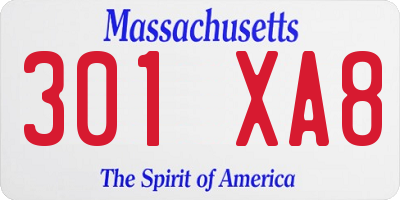 MA license plate 301XA8