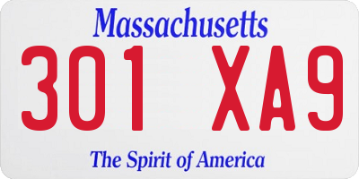 MA license plate 301XA9