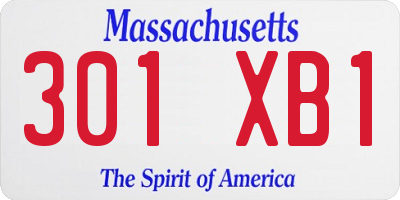 MA license plate 301XB1
