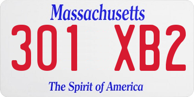 MA license plate 301XB2