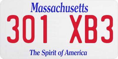 MA license plate 301XB3