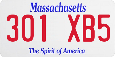 MA license plate 301XB5