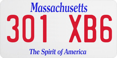 MA license plate 301XB6