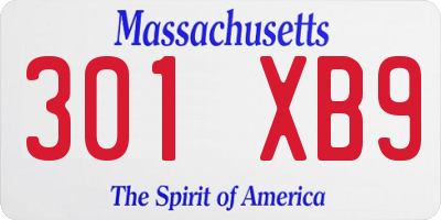 MA license plate 301XB9
