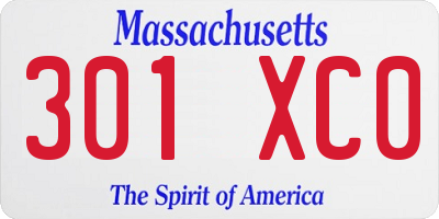 MA license plate 301XC0