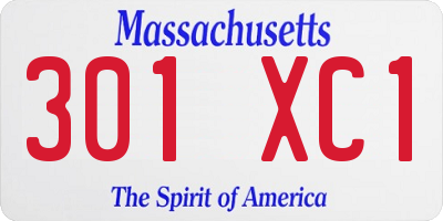 MA license plate 301XC1