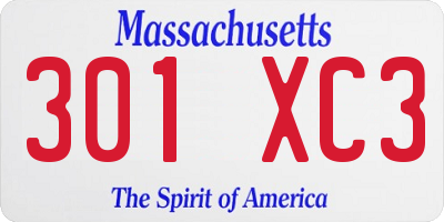 MA license plate 301XC3
