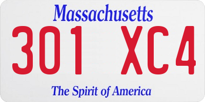 MA license plate 301XC4