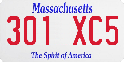 MA license plate 301XC5