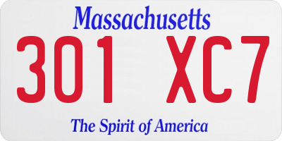 MA license plate 301XC7