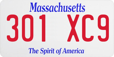 MA license plate 301XC9