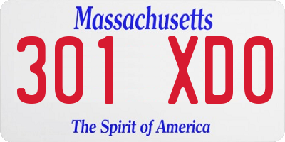 MA license plate 301XD0
