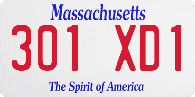 MA license plate 301XD1