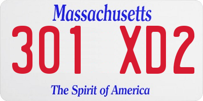 MA license plate 301XD2