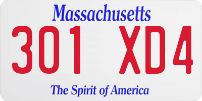 MA license plate 301XD4