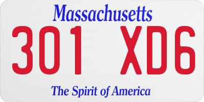 MA license plate 301XD6