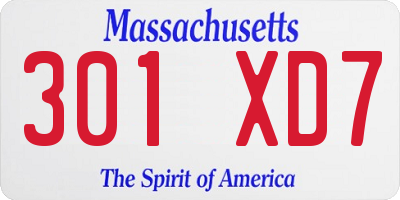 MA license plate 301XD7
