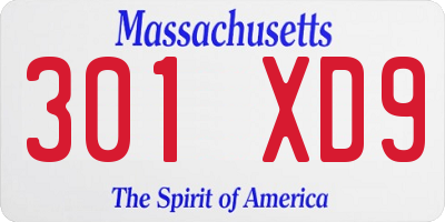 MA license plate 301XD9